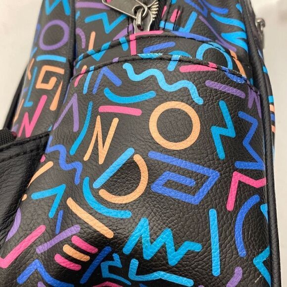 Stranger Things Women's Multicolor Geometric Lines Mini Black Backpack - Picture 8 of 13